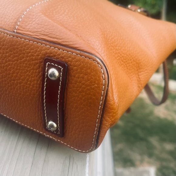 Dooney And Bourke Lexington Shopper Pebbled Leather Shoulder Tote Bag Camel Tan - Picture 10 of 16